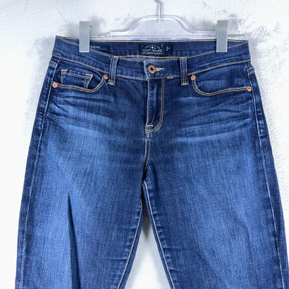 Lucky Brand Skinny Jeans Womens Size 6/28 Handcrafted Mid Rise Dark Wash Blue - Picture 3 of 13